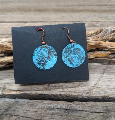 Round Copper Earrings w/patina by Esta Kirschner
